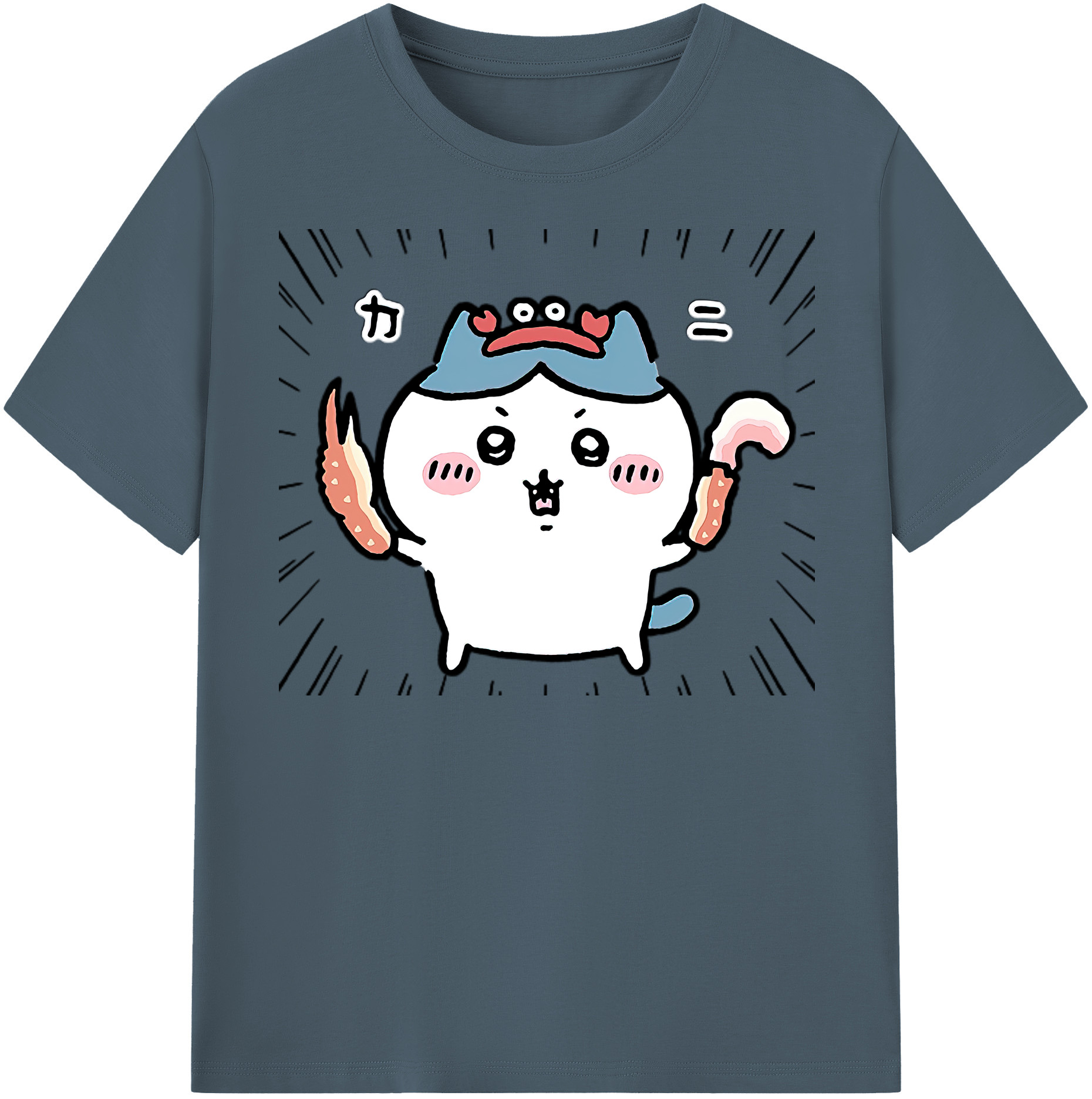 （画像用） ちいかわ ハチワレ Chii-kawa hachiware 綿100％半袖Tシャツ（フロントプリント）